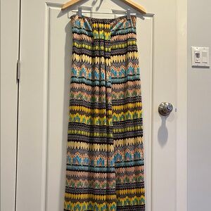Diane Von Furstenberg Yellow and Blue Patterned Maxi strapless